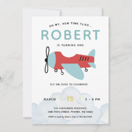 Invitación Cómo el tiempo vuela el cumpleaños del avión, el a