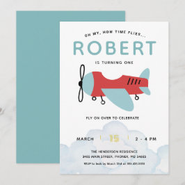Invitación Cómo el tiempo vuela el cumpleaños del avión, el a