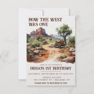 Invitación ¡Cómo era Occidente! Primer cumpleaños de Cowboy