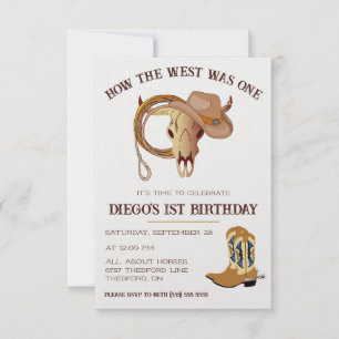 Invitación ¡Cómo era Occidente! Primer cumpleaños de Cowboy
