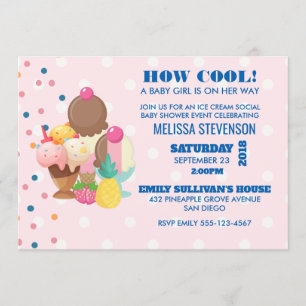 Invitación Cómo Guay baby Shower Ice Cream Social
