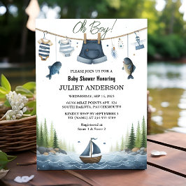 Invitación Como Hook Bait Fun Wood Little Fishman Baby Shower