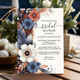 Invitación Como Hydrangea Metallic Pure Navy Blue Bridal Show