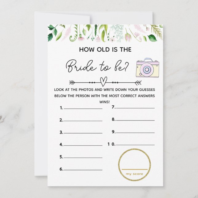 Invitación cómo juego de ducha de bebé de novia (Anverso)