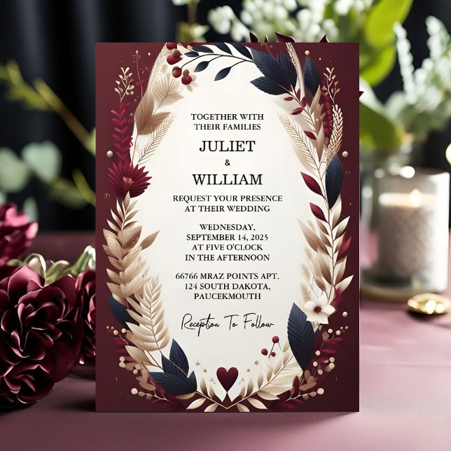 Invitación Como marrón tradicional de caída pareja Boda de Bo (Subido por el creador)