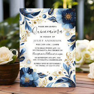 Invitación Como Ombre de marfil Hielo cielo de oro Real Azul