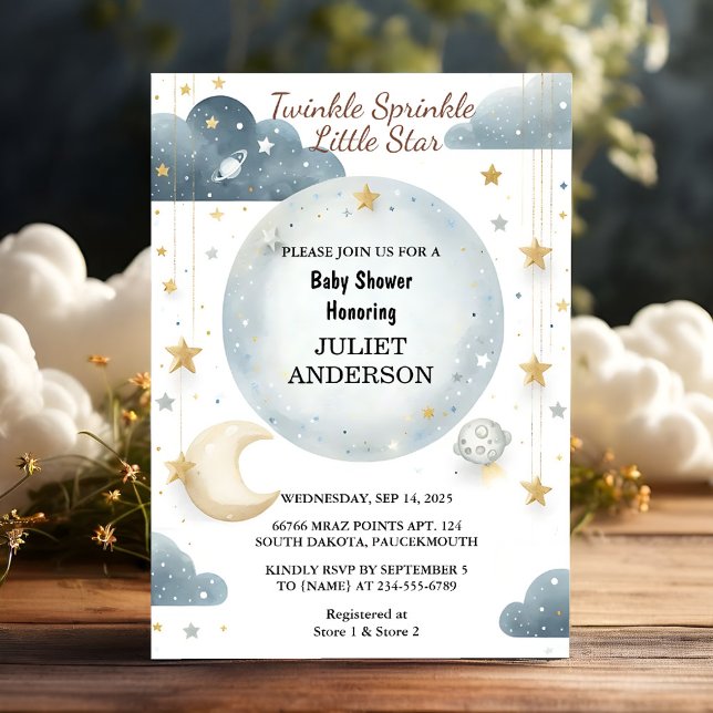 Invitación Como Purpurina Twinkle Twinkle Little Star Baby Sh (Subido por el creador)