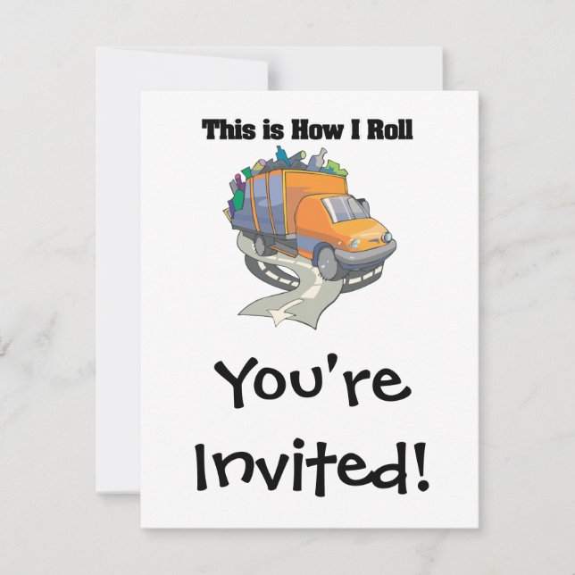Invitación Cómo Rueda (Camión de Basura) (Anverso)