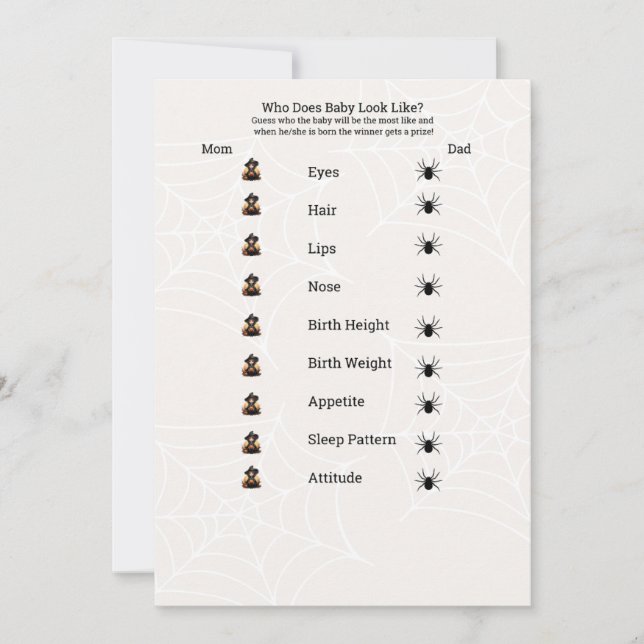 Invitación ¿Cómo Será El Bebé? Baby Shower de Halloween (Anverso)