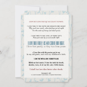 Invitación ¿Cómo te amo? Tipografía Poesía Boda