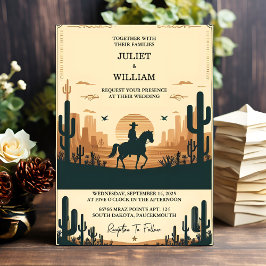Invitación Como un rodeo retro del desierto, un Boda occident