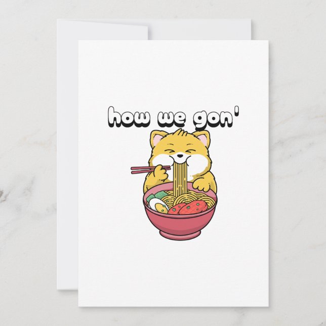 Invitación cómo vamos a hacer que el gato ramen de los fideos (Anverso)