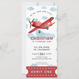Invitación Cómo Vuela el Tiempo Entrada de Avión Rojo Boleto