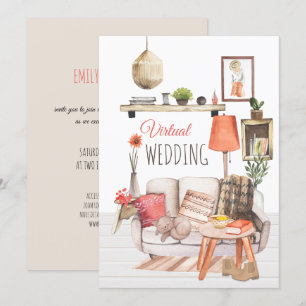 Invitación Cómoda comodidad del Boda virtual de guiones de in
