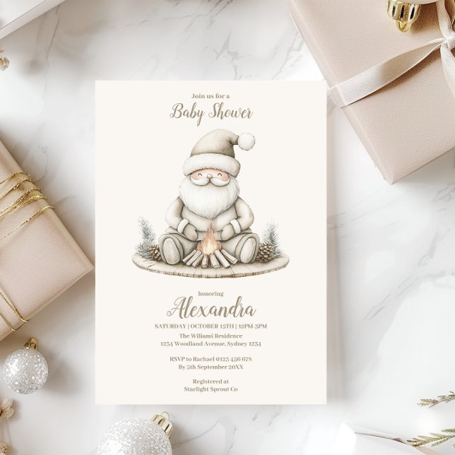Invitación Cómodo Baby Shower Santa Winter (Subido por el creador)