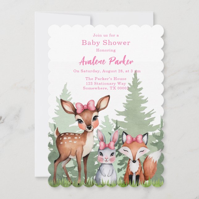 Invitación Compañeros Pastel Meadow: Oh niña ducha (Anverso)