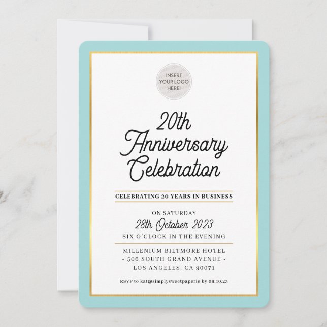 Invitación COMPAÑÍA ANIVERSARIO empresa moderna oro de fábric (Anverso)