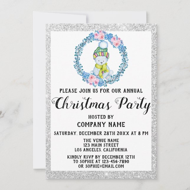 Invitación Compañía Corona Azul Fiesta de Navidad Plata (Anverso)