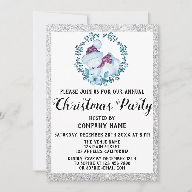 Invitación Compañía Corona Azul Fiesta de Navidad Plata (Anverso)