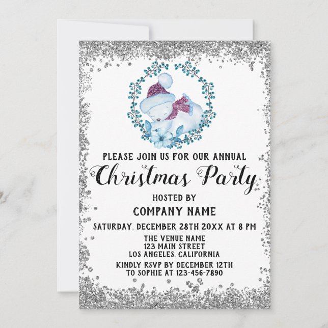 Invitación Compañía Corona Azul Fiesta de Navidad Plata (Anverso)