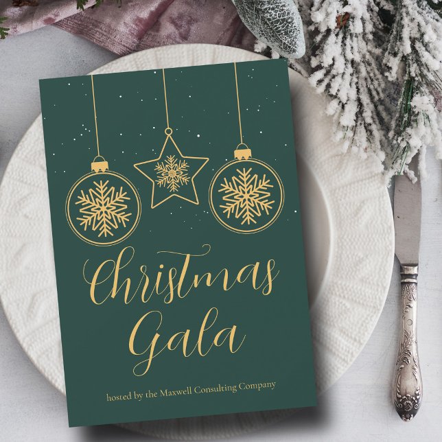 Invitación Compañía de adornos de oro verde chic fiesta de Na (Subido por el creador)