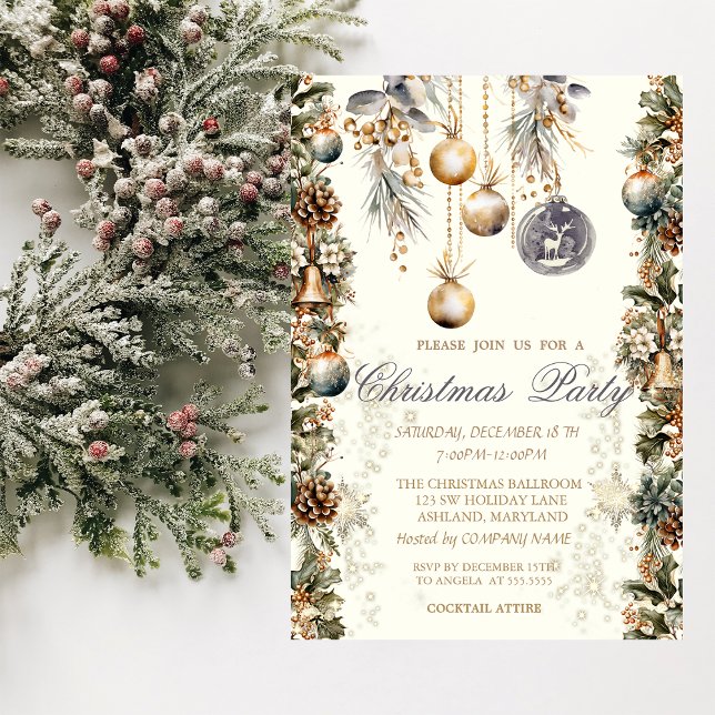 Invitación Compañía de Bolas Campanas Piñas Copos de Nieve Vi (Subido por el creador)