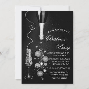 Invitación Compañía de champán de bolas de Navidad Fiesta de 
