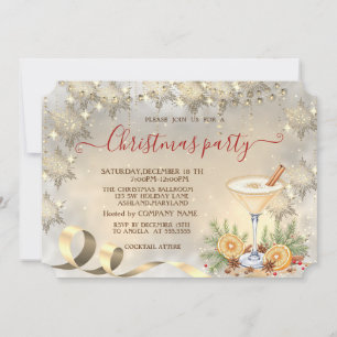 Invitación Compañía de copos de nieve naranjas doradas de cóc