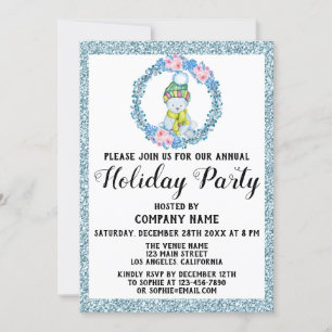 Invitación Compañía de Corona de Navidad Fiesta Navideña Bril