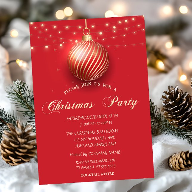 Invitación Compañía de Luces de Cadena de Bola de Oro Fiesta  (Subido por el creador)