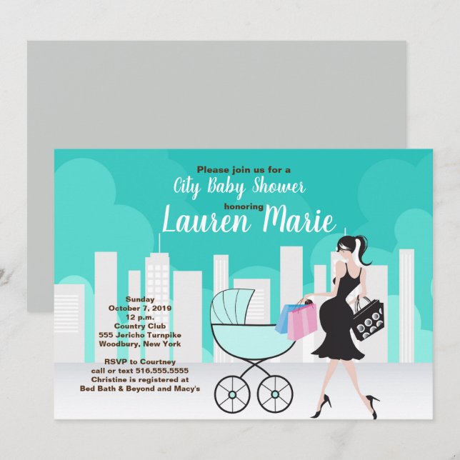 Invitación Compañía de transporte de la ciudad madre embaraza (Anverso / Reverso)