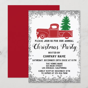 Invitación Compañía del árbol de Navidad camión rojo fiesta d