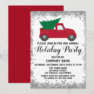 Invitación Compañía del árbol de Navidad Camión Rojo Fiesta N