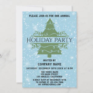 Invitación Compañía del Árbol de Navidad Fiesta Navideña Azul