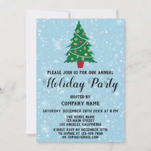 Invitación Compañía del Árbol de Navidad Fiesta Navideña Niev
