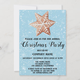 Invitación Compañía Fiesta de Navidad Estrella Azul Nieve