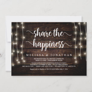 Invitación Comparte la felicidad, Fiesta de Elopamiento Rústi