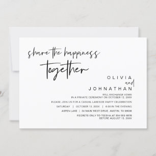 Invitación Comparte la felicidad juntos, Fiesta de Elopement