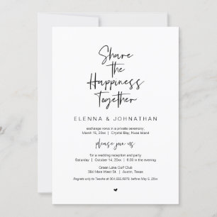 Invitación Comparte la felicidad, Negro, Huida de Boda