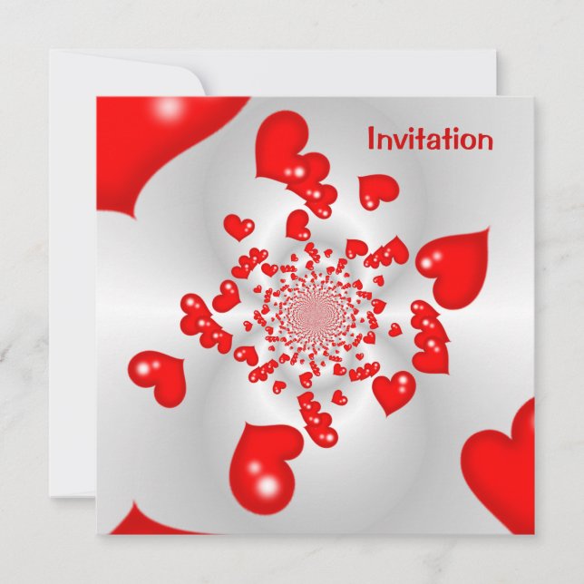 Invitación Compartiendo el evento Love Red Hearts (Anverso)