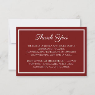Invitación Compasión Borgoña Simple Funeral Gracias