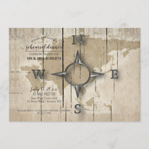 Invitación Compass y Fiesta de la cena de ensayo de mapas mun
