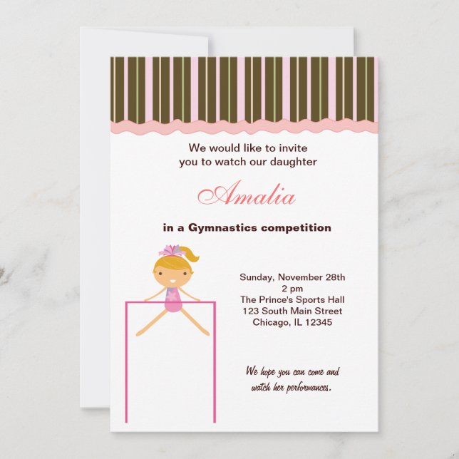 Invitación Competencia de gimnasia (Anverso)