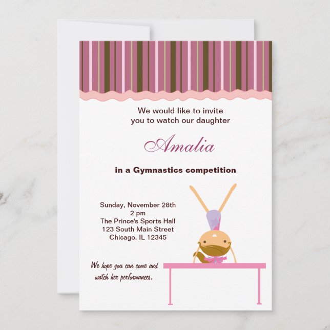 Invitación Competencia de gimnasia (Anverso)