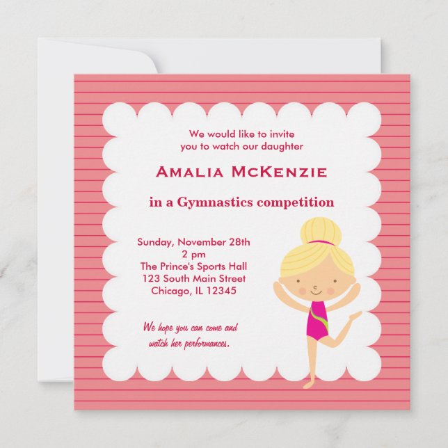 Invitación Competencia de gimnasia (Anverso)