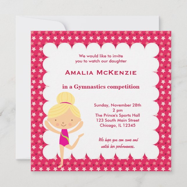 Invitación Competencia de gimnasia (Anverso)