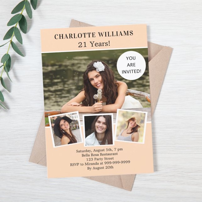 Invitación Composición de fotos de color de lujo (Subido por el creador)