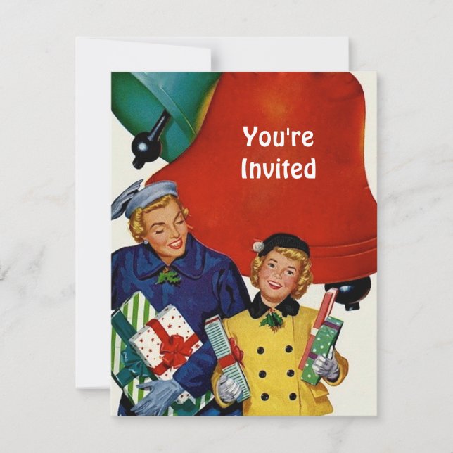 Invitación Compras de navidad con mamá en los años 1950 (Anverso)