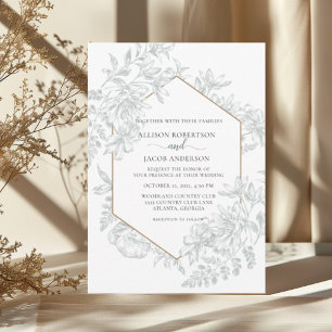 Invitación Comprimido Floral Geométrica Verde Sage En Un Boda