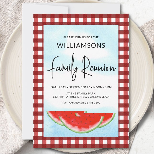 Invitación Comprobación de búfalo blanco rojo de Reunión fami (Subido por el creador)